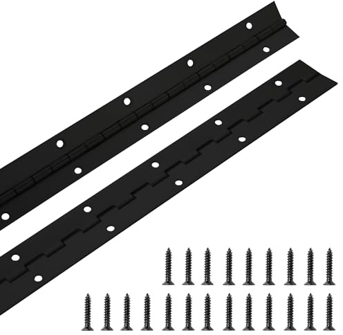 2 Pack Piano Hinge 30 Inch x 1.2 Inch Heavy Duty Stainless Steel Black Continuous & Piano Hinges for Cabinets Boat Marine Door, 0.04 Leaf Thickness 1.2'' Open Width