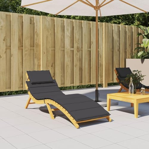 Homgoday Sonnenliegen-Auflage Liegenauflage Polsterauflage Gartenliege Auflage für Gartenliege Liegestuhl Sonnenliege Strandliege Schwarz 186x58x3 cm Oxford-Gewebe
