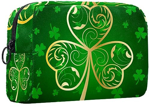 Kleine Schminktasche für Damen,Schminktasche, Reisekosmetiktasche,goldenes Blatt Drucken