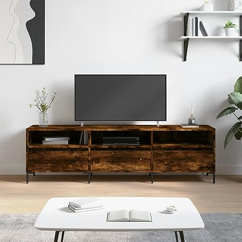 FIRBNUS TV-Schrank Räuchereiche 150x30x44,5 cm Holzwerkstoff Fernsehschrank TV Unterschrank TV Schrank Living Room Furniture Sideboard Lowboard TV Board