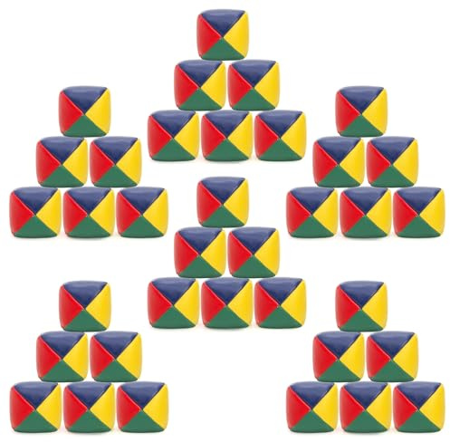 Lawei 36 Pack Juggling Balls for Beginners, 2 Inch Soft and Durable Juggle Balls Kit, Colorful Mini Juggle Ball Bulk for Juggler and Kids, Four Sided Leather Matching Throwing Samll Ball, Easy Grip