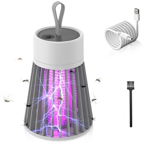 mizikuu Elektrisch Insektenvernichter, USB Wiederaufladbarer Mückenlampe Mückenfalle mit UV-Lampe Insektenfänger Fliegenkillerfalle Reduzieren Fliegender Insekten für Schlafzimmer, Küche, Camping
