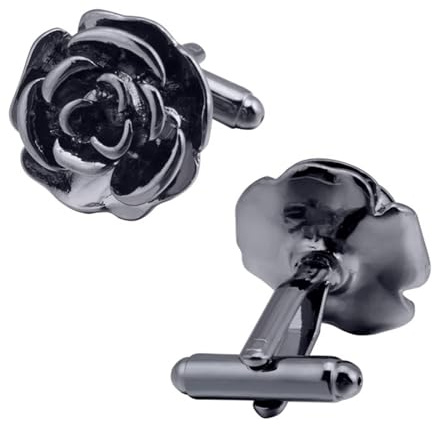 Manschettenknöpfe für Herren Schwarz, Cufflinks for Men Rosen Damen Schmuck Hochzeit für Hemd mit Geschenkbox