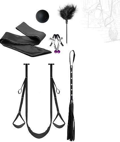 JINGHUA3 Love Swing SM Sex Swing Love Swings con látigo, máscara para ojos, cosquillas de plumas, columpio sexual, BDSM, columpio de amor, correas ajustables, juguete sexual para mujeres y hombres
