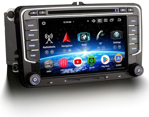 Erisin 7 8-Core 4GB+64GB Android 16 Radio Coche Bluetooth GPS Navegador para Volkswagen Golf 6 Golf 5 Polo Passat Tiguan Caddy T5 Sharan Seat Skoda CarPlay Android Auto DAB+ WiFi 4G DSP FM RDS CD DVD