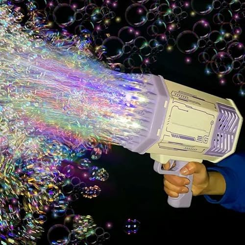 ACAREY Seifenblasenmaschine Seifenblasen Pistole Elektrische Seifenblasenpistole Für Kinder, Seifenblasen Hochzeit Deko Wasserspielzeug Mit Seifenblasen Flüssigkeit Für Kinder, Gartenparty (Lila)