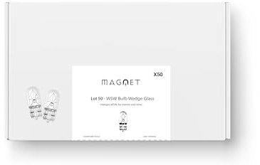 Magnet Lot 50 Ampoules W5W Halogène Wedge, Format Boîte aux lettres, 12V 5W Culot T10 W2.1X9.5D Intérieur et Extérieur - Auto et Moto