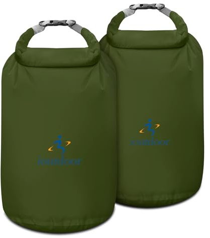 ioutdoor Dry Bag Set,2L/5L/10L/20L Waterproof Dry Bags Lightweight Dry Sacks Set Waterproof Canoe Bags for Rafting Hiking Camping Travel Fishing Boating(Army Green 5L+5L)