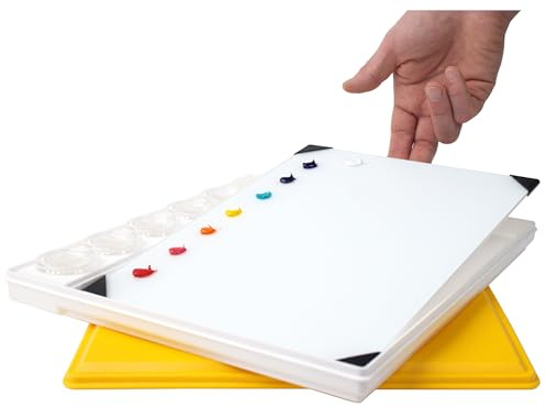 New Wave POSH Glass Artist Palette & Masterson Sta-Wet Painter’s Pal 9x12 Set - Tempered Glass Palette for Painting & Sta-Wet Palette to Keep Paint Fresh - Made in USA (White)