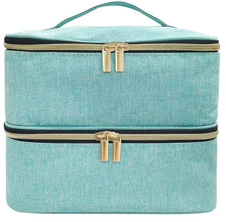 FmtwPhn 25x20x19cm Organizador Esmaltes De Uñas para 30 Botellas, Bolsa De Transporte Portátil para Esmalte De Uñas De Doble Capa, Bolsa Organizadora De Esmalte De Uñas, Maleta De Esmalte De Uñas