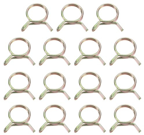 uxcell 15Pcs Double Wire Spring Hose Clamps, 23mm Inner Dia Fit 23-25mm OD Hose Fuel Line Silicone Tube Clips, Color Zinc