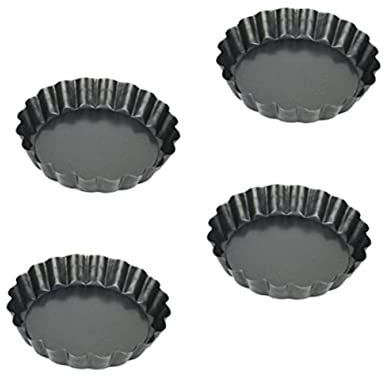 ABOOFAN Moldes Para Tartas y Pizza 4 Pulgadas Antiadherentes Base Extraíble Acero Al Carbono Duradero