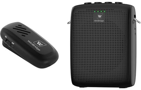 WinBridge Amplificador de Voz Inalámbrico con Micrófono Lavalier Bluetooth para Profesores, Altavoz Portátil y Sistema de Micrófono Inalámbrico de Clip, Mini Megáfono con Micrófono, 15W 2600mAh WB005