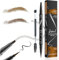 2 Pièces Crayon Sourcils 2-en-1 à Effet Microblading & Pinceau, Pointe 4 Dents pour Sourcils Naturels, Résistant à l'eau & Anti-Trace Tenue Longue Durée