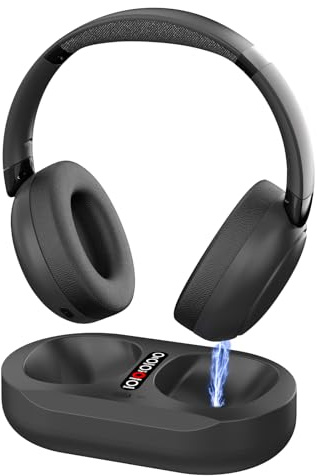 AYJBKL Wireless Headphones for TV, Bluetooth 5.3 Over-Ear Headset with Noise Cancelling, 50H Playtime, HD Stereo Sound & Charge Dock, Low Latency for Sync with Smart TV, PC, Projector