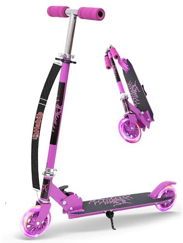 Habib Kinderroller – Mitwachsender Tretroller & Scooter mit LED Rädern, Klappbar, 4 Stufen Höhenverstellbar für Kinder 3-10 Jahre, Jungen & Mädchen