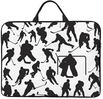 Housse portable pour ordinateur portable de 14 pouces, sac pour ordinateur portable de hockey sur glace de dessin animé