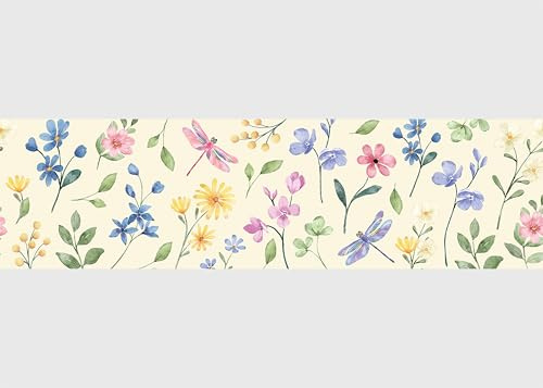 AG Design Bordura Autoadesiva Libellule in Giardino, AWB 8488 | Decorazione Impermeabile per Pareti, Mobili, Carte da Parati, Rivestimenti Murali, Pellicola | Larghezza 500 x Altezza 13,8 cm