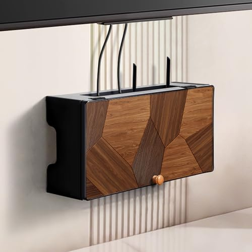 HARELA Caja Oculta para Router WiFi, Armario de Almacenamiento para Router WiFi, Ocultador de Caja WiFi de Pared, Regleta de enchufes y Organizador de Cables Ocultos(40x12x20cm/15.7x4.7x7.9in)