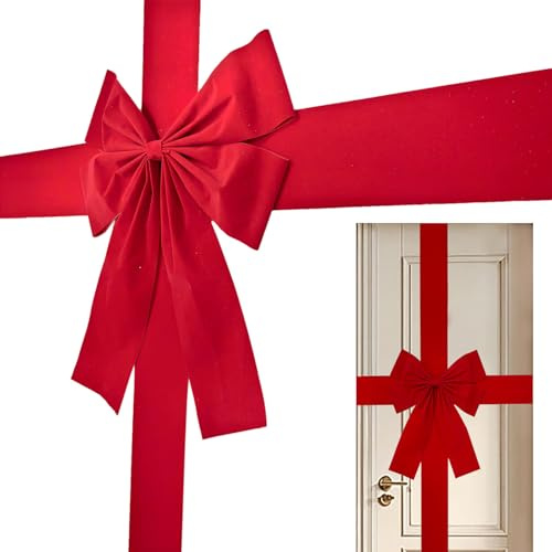 juxouoo Cinta Navideña para Puerta, Decoración Navideña para Puerta de Casa, Gran Cinta de Fiesta, Para Decoración del Hogar, Corona, Guirnalda, Cocina, Sala de Estar, Interior y Exterior, Vacaciones