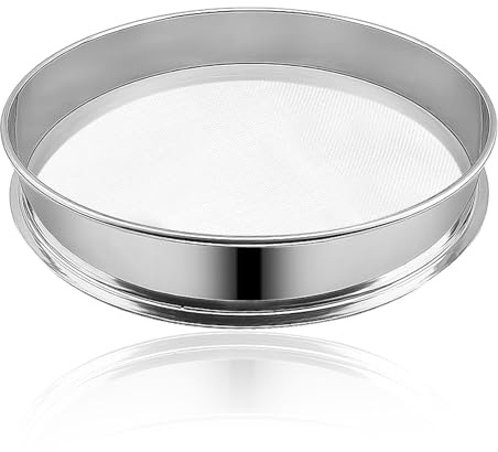 LZYDKH Mehlsieb Edelstahl Mehl Sieben, 20cm Kräuterpollen Sichter 100 Mesh Sieb Feinmaschiges Mehlsieben zum Backen Mehlsieb für Küche Mehl Reis Puderzucker Silber