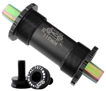 Zpengtai Movimento Centrale Perno Quadro Movimento Centrale for Mountain Bike di Tipo Quadrato Cuscinetto in Ceramica 68-103/107/110 mm Perno in Lega Titanio Parti for Bicicletta(119mm Black)