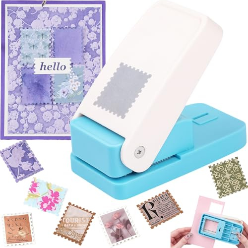 Punzone per timbri, 1,5 x 1,63,5 cm, grande, rettangolare, punzonatrice per francobolli, punzonatrice per carta, punzonatrice rettangolare per artigianato, fai da te scrapbooking