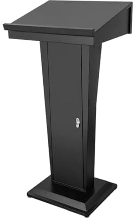 AMYSTY Stehpult Rednerpult Edelstahl-Podium Mit Stauraum, Rednerpulte, Podiumsständer, Outdoor, Hochzeit, Schule, Lehrer, Büro, Besprechungspodien Schulen Heime(A-Black)