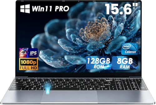 Ordenador Portátil, 2026 Win11 Portátil de 15.6 Pulgadas, procesador 5205U Laptop, 8GB RAM 128 SSD, 1920 x 1080 IPS FHD Laptop, Teclado con retroiluminación, 180 ° ángulo de Apertura Notebook, 6000mAh
