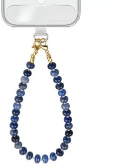 Zirax Handmade Natural Stone Phone Charm, Beaded Phone Wrist Strap with Perfect Fit Tab, Anti-Lost Beads Strap Chain for Women, Short Mobile Lanyard Bracelet (Blue)