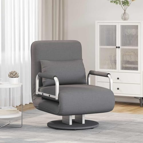HBFDSFG Drehsessel mit Schlaffunktion Dunkelgrau Stoff, Verstellbarer Sessel mit Liegefunktion, Chaiselongue und Schlafsessel, gepolstert mit dickem Schaumstoff, inklusive Kissen,