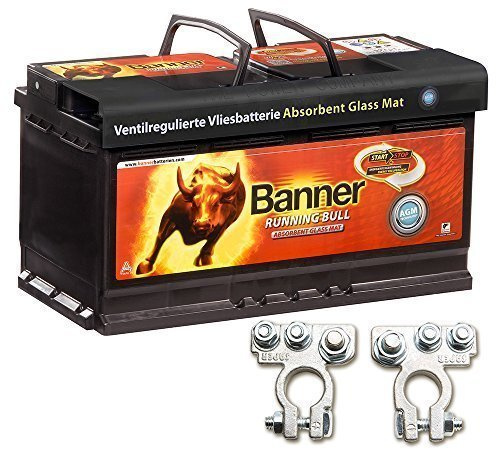 Banner Campingartikel Vliesbatterie AGM Running Bull 80AH 12V Batterie inkl. Polklemmen Auto Boot Wohnmobil