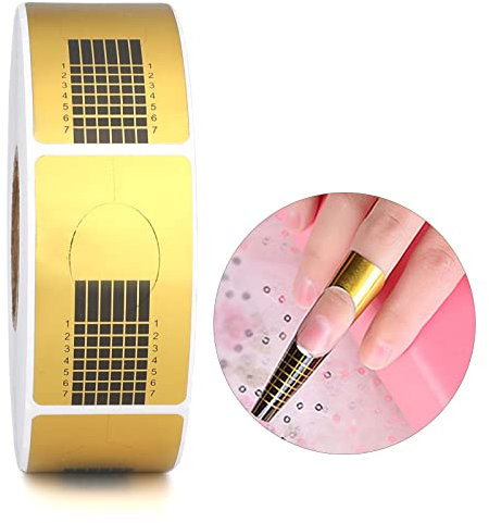 G2PLUS 500 Stück nagelschablonen verlängerung, Gold Gel Nägel Schablonen, Selbstklebende Nagelschablonen für Nagelverlängerung