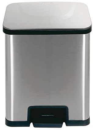 ECHTWERK Pattumiera, pattumiera a Pedale, pattumiera Power-Step in Acciaio Inox, Argento, 42 x 30 x 51,5 cm