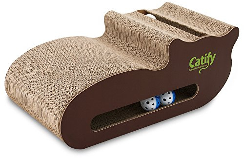 Best Pet Supplies Almohadillas de recambio para rascadores de gatos de cartón corrugado, tumbona y divertidas tablas interactivas, seguras para garras, duraderas, materiales reciclados naturales, soporta el juego activo - forma de gato
