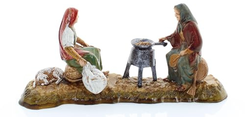 Moranduzzo Alte Frauen beim Feuer – MAßSTAB 1:20 – Standard 10 – Unzerbrechliche Krippenfiguren, Arabischer Stil, Handbemalt, Offizielles Produkt, Made in Italy, Bildhauer M. Landi