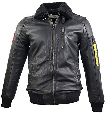 Tegi Herren Fliegerjacke – Fellkragen, Lammleder