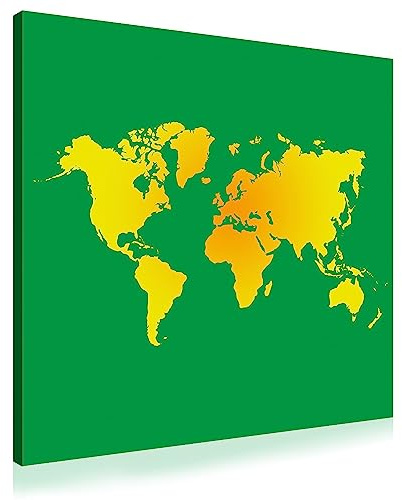 Akustikbild Weltkarte AbsorPic Grafik Premium | 80 x 80 x 3 cm | Farbe grün | Schall-Absorber verbessert die Raumakustik | viele Größen | Made in GERMANY, Köln