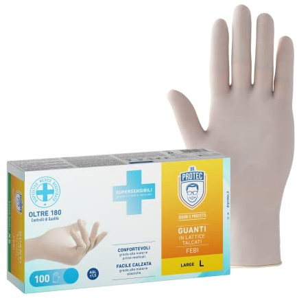 Bericah Dr. Protec,Febi Talcato, Guantes de látex, talla L, 100 unidades