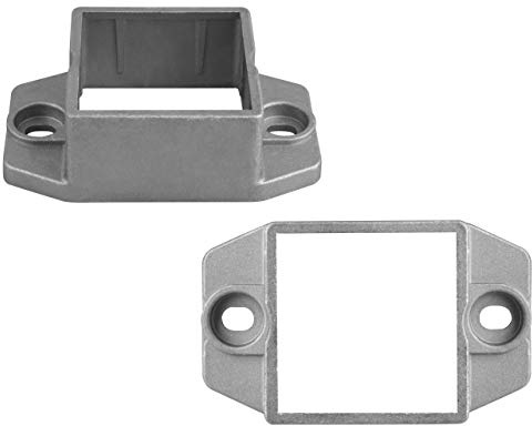 OTTFF 10 Pack Aluminum Square Post Flange Anchor Base, 2 x 2 Actual Size Square Tube Connector, Wall Mount End Fence Bracket for Deck Railing
