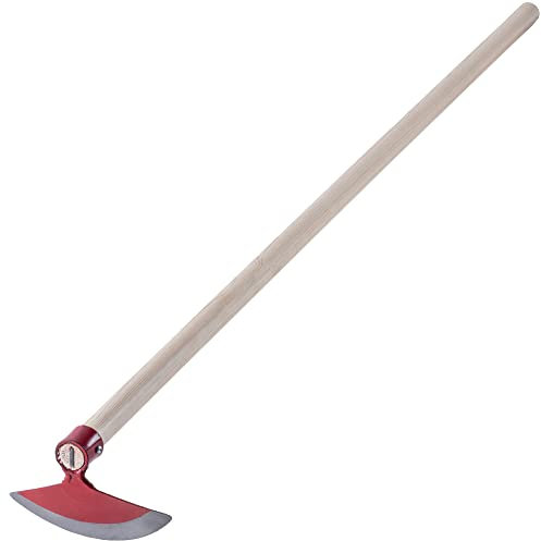 KADAX Hacke mit Metallkopf, Gartenhacke mit Stiel aus Holz, Ziehhacke zum entfernen von Unkraut, Unkrauthacke, Gartenzubehör zum Jäten (Halbrund, Breite: 18 cm, Rot)