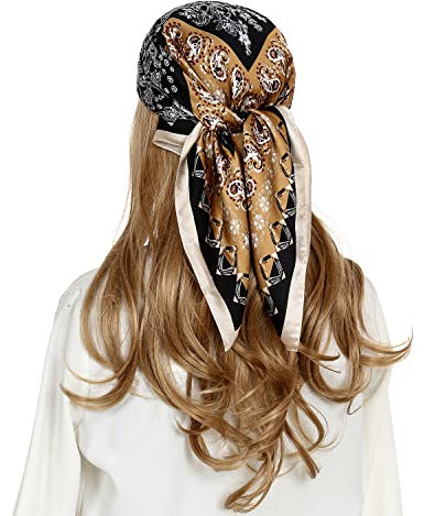 Seidentuch Damen Kopftuch Sommer Bandana Schals & Tücher Halstücher Haarschal Quadrates Bedrucktes 70x70cm