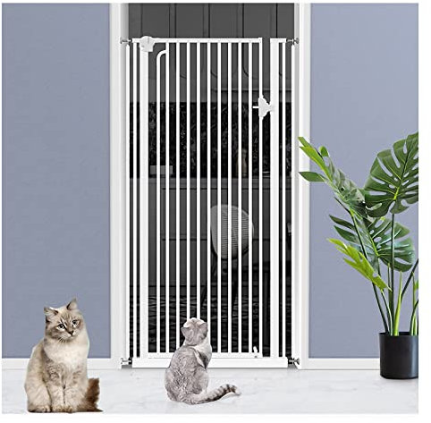 PBZLL Druckfit-Sicherheitsgitter aus Metall 100 cm hoch Breite verstellbar 74-164 cm extra breites Haustiergitter Babygitter mit Verlängerungen erhältlich, Weiß