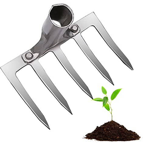 Xiaocao Rechen, Unkrautrechen, Harke Garten Mit Stiel, Karbonstahl-Gartenhacke, Metall-Handhacke Mit Scharfen Zinken, Ideales Gartenzubehör Zum Unkrautentfernen Und Zur Bodenbearbeitung