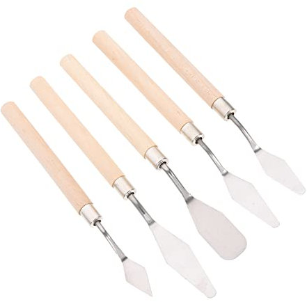 TOYANDONA 5piezas Espátulas Profesionales para Pintura Artística con Mango De Madera Ergonómico Herramientas para Dibujo y Mezcla Adecuadas para Artistas y Aficionados Oleo y Pinturas Profes