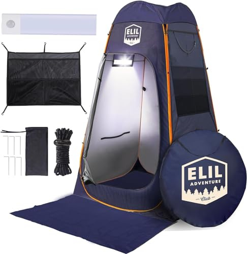 Tente de Douche de Camping Avec Capteur Lumineux LED de 1,9 m - Grande, Facile à Déplier, Pop-Up - Pour Intimité et Changement de Plage