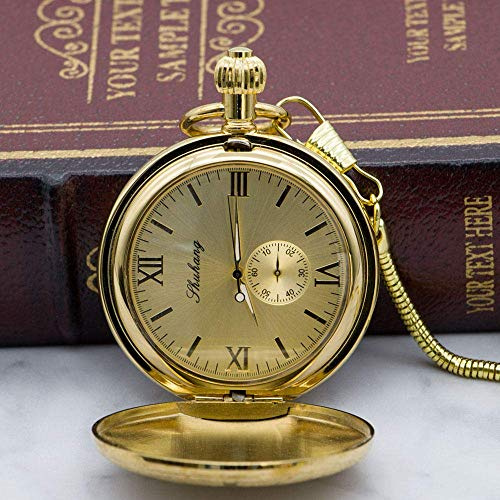 NOALED Taschenuhr Gold Mechanische Taschenuhr Halskette Handaufzug Golden Herren Taschenuhr Halskette Uhren mit Kette Geschenk