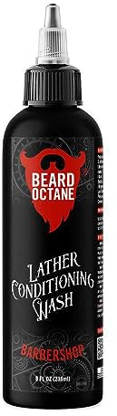 Beard Octane Beard Wash for Men – Barbershop (Barbershop Cologne) – Gentle Daily Beard Shampoo with Shea Butter – Cleans Without Drying – 8oz