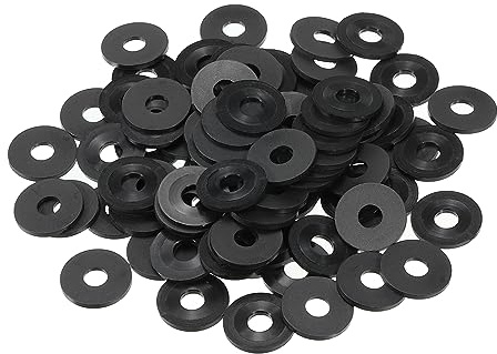 PATIKIL M6 Nylon Flache Unterlegscheiben 100 Packung 6mm ID 18mm AD 1,5mm Dick Dichtungsringe Beilagscheiben Dichtring für Wasserhahn Rohre Wasser Schlauch Befestiger Bolzen Schwarz
