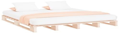 vidaXL Cama de Palets Somier Matrimonial Dormitorio Base Habitación Muebles Mobiliario Hogar Cuarto Descanso Madera Maciza de Pino 180x200 cm